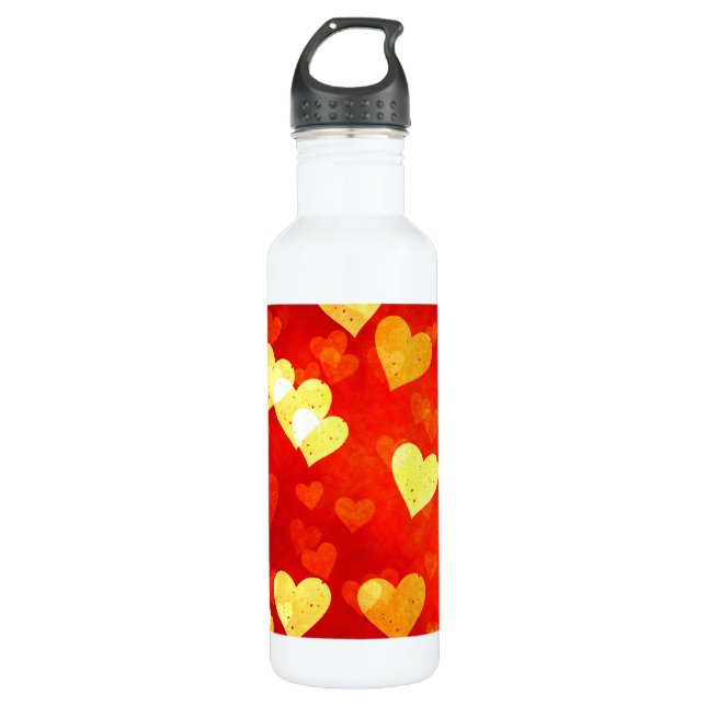 Grunge hearts water bottle (Front)