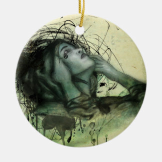 Grunge Hood Portrait Ceramic Ornament