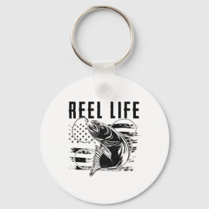 Grunge Hook American Flag Fisherman Merch. Fishing Keychain