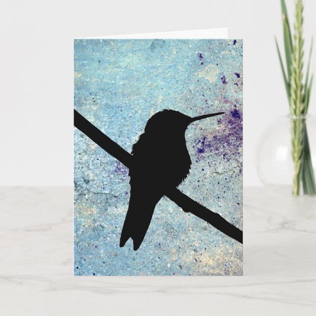 Grunge Hummingbird, German Birthday Card (Front)