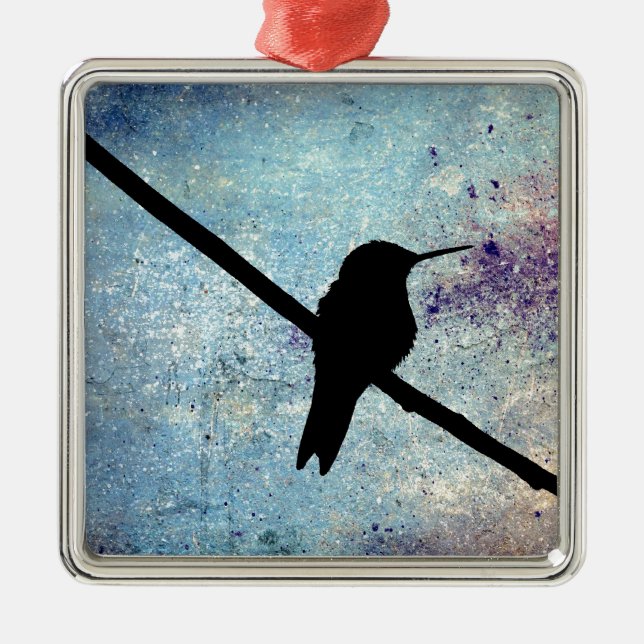 Grunge Hummingbird Metal Ornament (Front)
