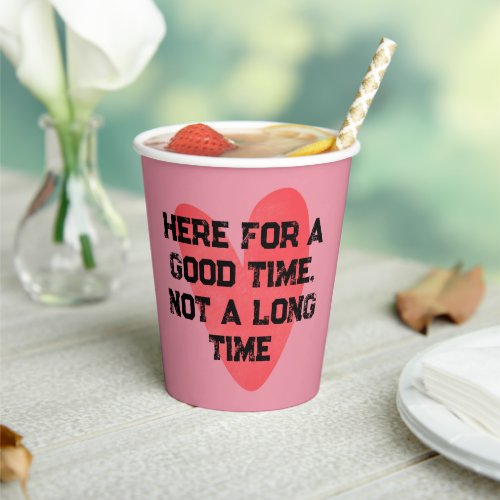Grunge Humor Text with Red Heart Drawing Paper Cups