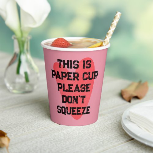 Grunge Humor Text with Red Heart Drawing Paper Cups