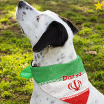 Grunge Iranian Iran Flag Custom Name Pet Bandana<br><div class="desc">You beloved dog can wear your family's national pride! This grunge style Iranian flag pet bandana is easy to personalize with your dog's name! The green, white and red stripes with the national emblem (Allah) in the center, your furry family member will certainly stand out in style. There are other...</div>