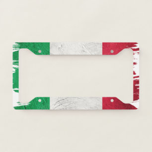 Grunge Italy flag, Italian flag, Brush stroke License Plate Frame