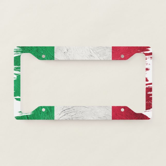 Grunge Italy flag, Italian flag, Brush stroke License Plate Frame (Front)