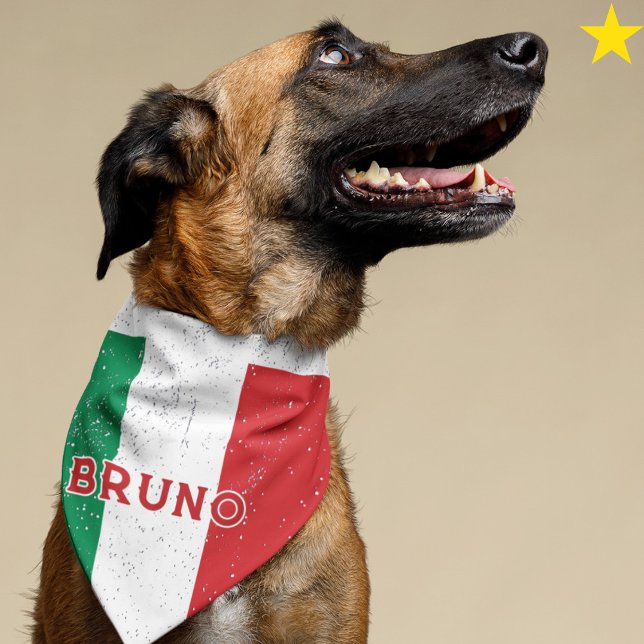 Grunge Italy Italian Flag Custom Name Pet Bandana (Creator Uploaded)