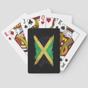 Grunge Jamaica flag, Brush stroke, Jamaica flag Poker Cards
