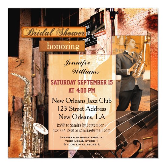 Grunge Jazz Music Bridal Shower Invitation