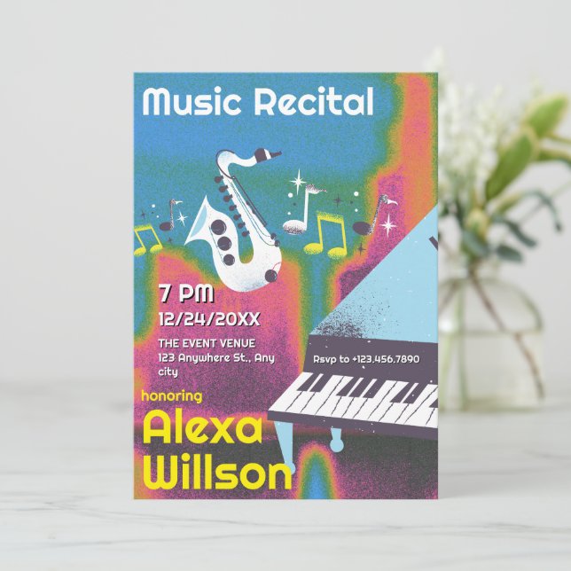 Grunge jazz music music recital concert invitation (Standing Front)