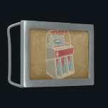 Grunge Jukebox Belt Buckle<br><div class="desc">Grunge retro jukebox on muddy beige background.</div>