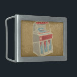 Grunge Jukebox Belt Buckle<br><div class="desc">Grunge retro jukebox on muddy beige background.</div>