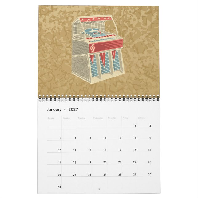 Grunge Jukebox Calendar (Jan 2027)