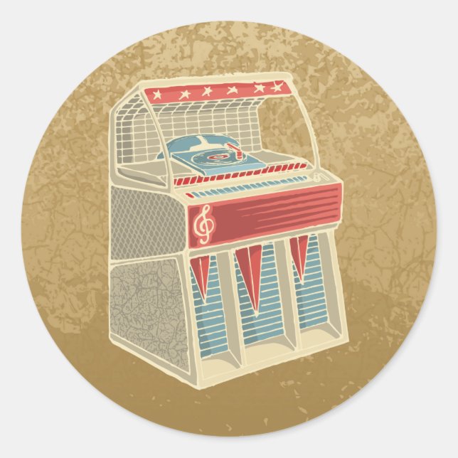 Grunge Jukebox Classic Round Sticker (Front)