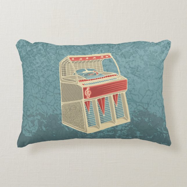 Grunge Jukebox Decorative Pillow (Front)
