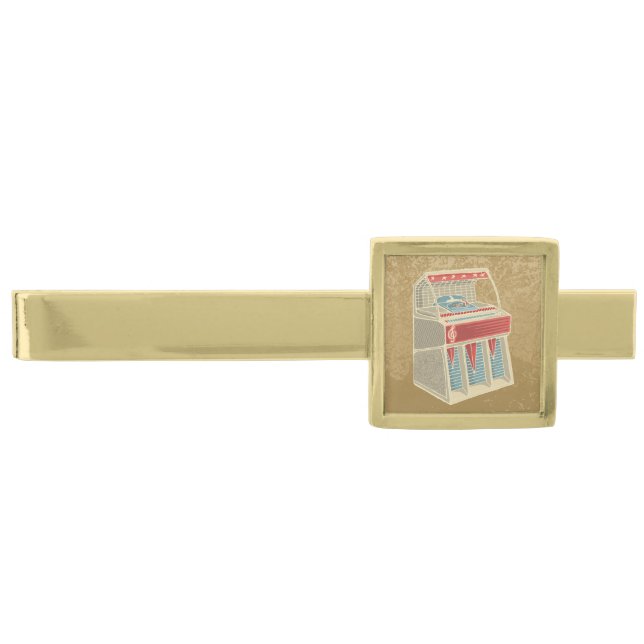 Grunge Jukebox Gold Finish Tie Bar (Front)