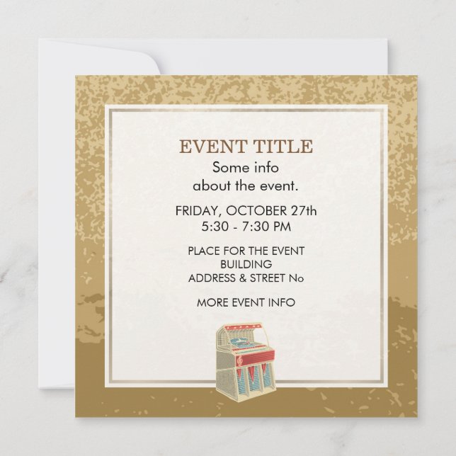 Grunge Jukebox Invitation (Back)