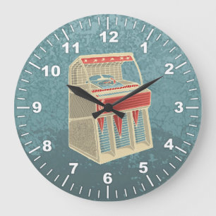 Grunge Jukebox Large Clock