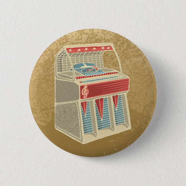 Grunge Jukebox Pinback Button (Front)