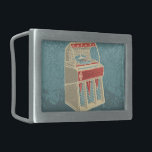 Grunge Jukebox Rectangular Belt Buckle<br><div class="desc">Grunge retro jukebox on muddy blue background.</div>