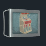 Grunge Jukebox Rectangular Belt Buckle<br><div class="desc">Grunge retro jukebox on muddy blue background.</div>