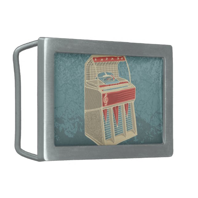 Grunge Jukebox Rectangular Belt Buckle (Front Left)