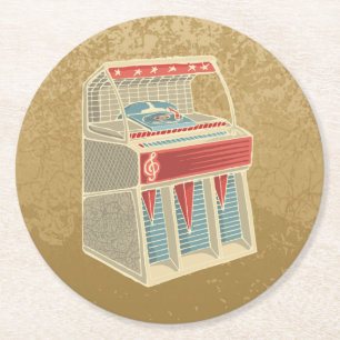 Grunge Jukebox Round Paper Coaster