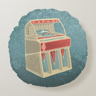 Grunge Jukebox Round Pillow