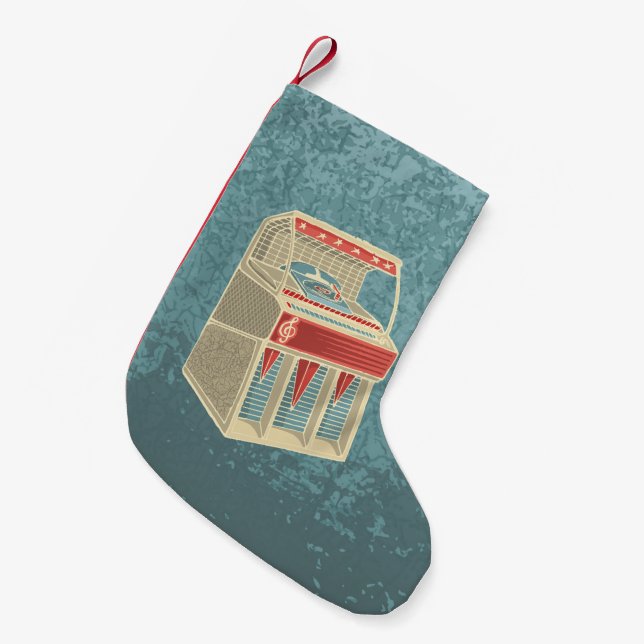Grunge Jukebox Small Christmas Stocking (Front (Hanging))