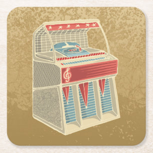 Grunge Jukebox Square Paper Coaster
