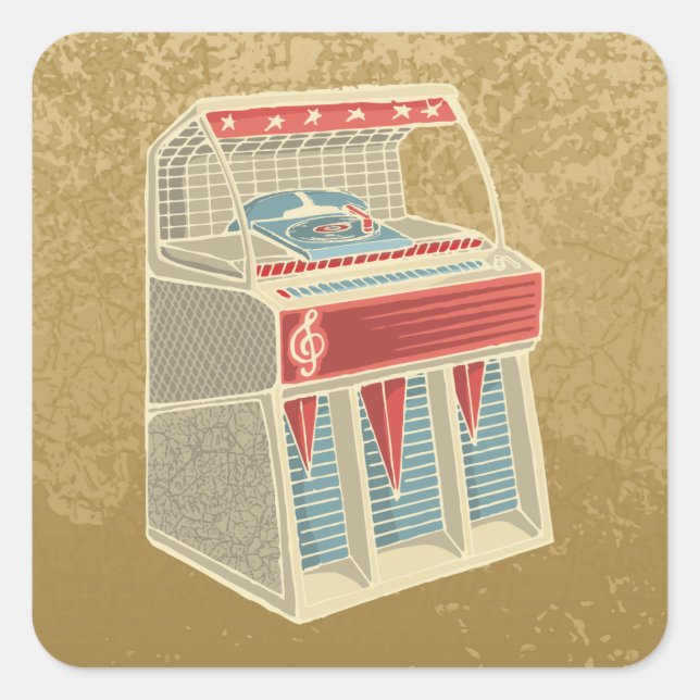Grunge Jukebox Square Sticker (Front)