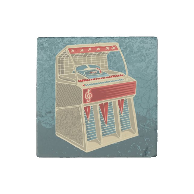 Grunge Jukebox Stone Magnet (Front)
