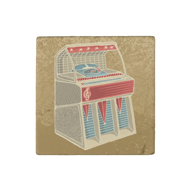 Grunge Jukebox Stone Magnet (Front)