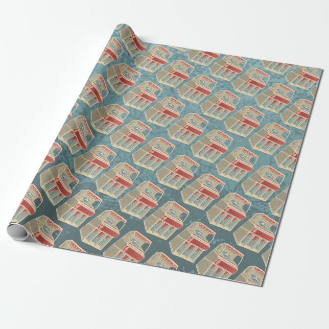 Grunge Jukebox Wrapping Paper (Unrolled)