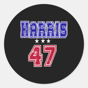 Grunge Kamala Harris 2024 For President Number 47  Classic Round Sticker