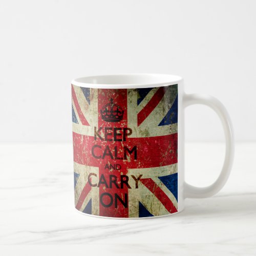 Grunge Keep Calm and Carry On Union Jack Coffee Mug