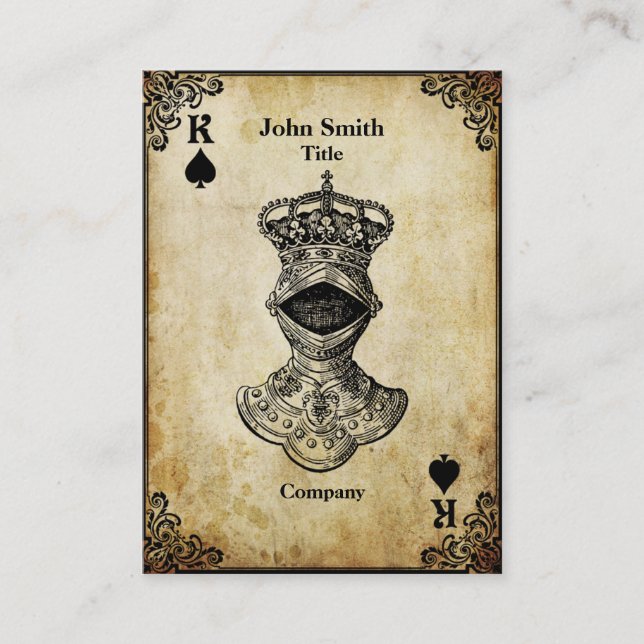 Grunge King of Spades Business Card (Front)