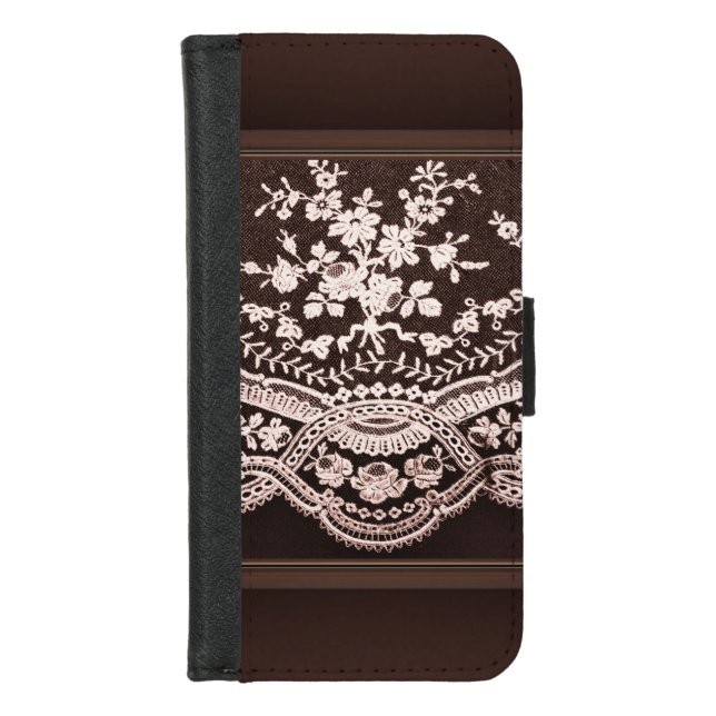 Grunge Lace Fabric iPhone Wallet Case (Front)
