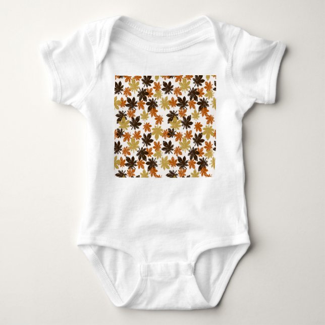 Grunge Leaf: Seamless Background Pattern. Baby Bodysuit (Front)