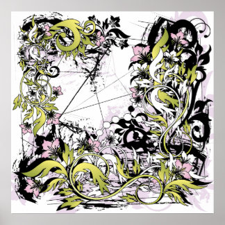 grunge leaves_white poster