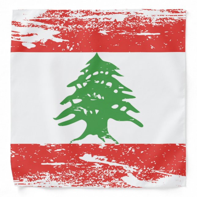 Grunge Lebanon Flag Bandana (Front)