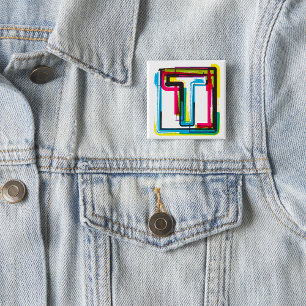 Grunge Letter T Bold Colorful Urban Typography Button