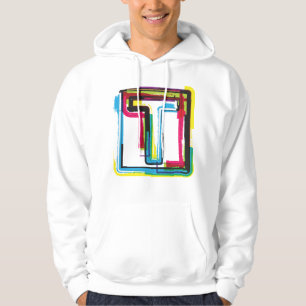 Grunge Letter T Bold Colorful Urban Typography Hoodie