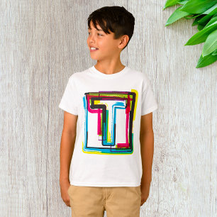 Grunge Letter T Bold Colorful Urban Typography  T-Shirt