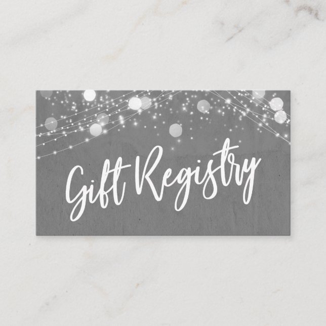 Grunge & Lights Casual Script Gray Gift Registry Enclosure Card (Front)