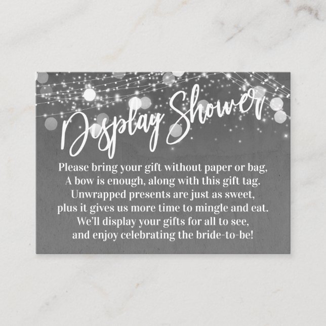 Grunge Lights No Wrap Bridal Shower Gray Enclosure Card (Front)