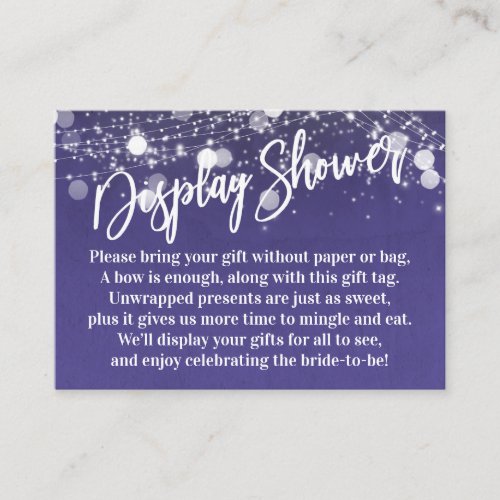 Grunge Lights No Wrap Bridal Shower Purple Enclosure Card