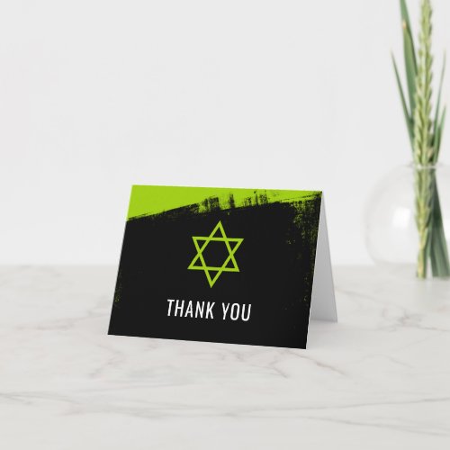 Grunge Lime Green Black Bar Mitzvah Thank You