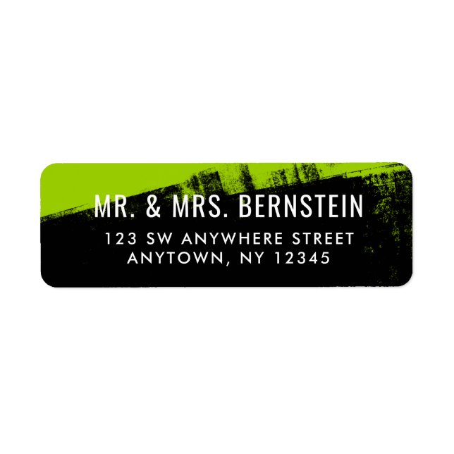 Grunge Lime Green Black Return Address Label (Front)