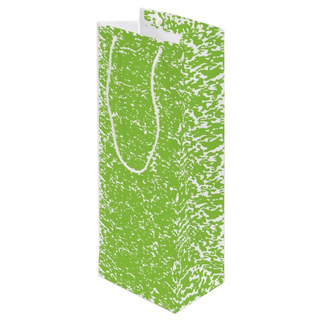 Grunge Lime Green Pattern - Summer Abstract Decor Wine Gift Bag (Back Angled)